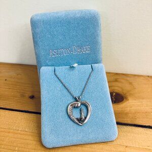 Ashton Drake Beacon of Hope Diamond Lighthouse Pendant Sterling Silver Necklace